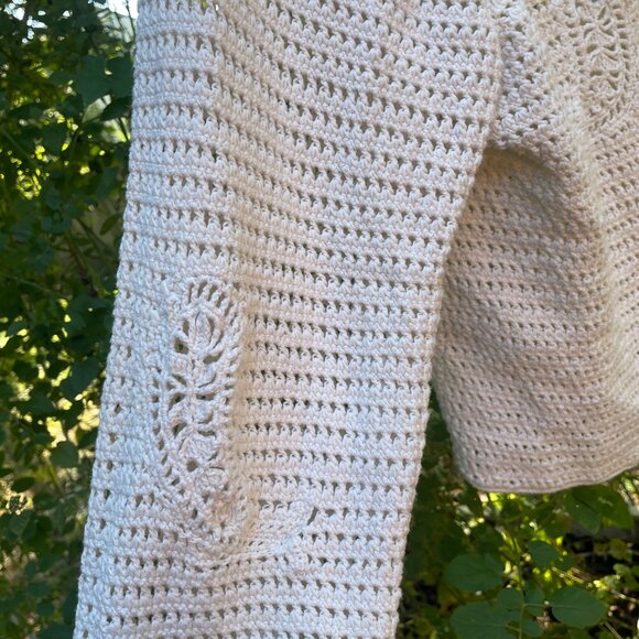 XL Liz Claiborne LizSport Ivory Cropped/ Mini Knit Paisley Cardigan - Picture 5 of 6